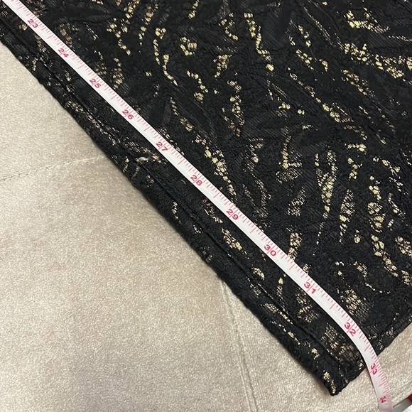 Cache black pants with gold foil and lace overlay - Picture 8 of 14